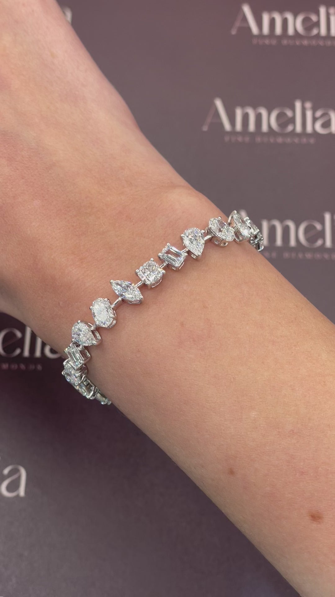 White Gold 15ct Multi Shape Diamond Tennis Bracelet