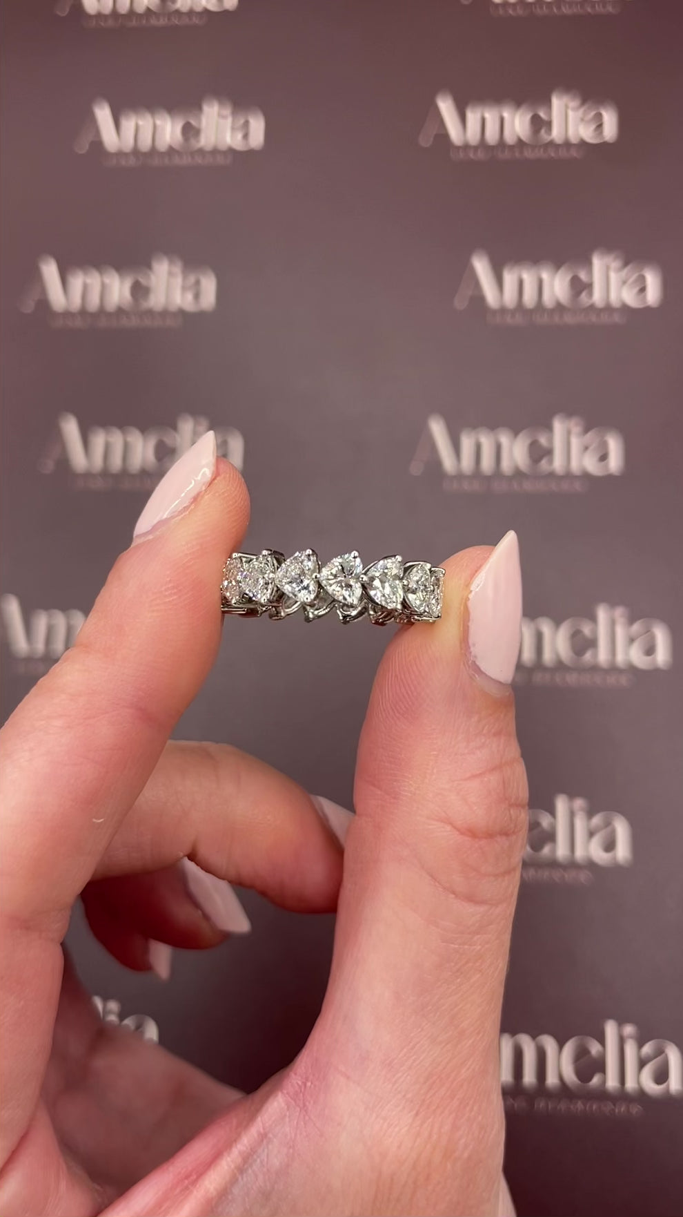 White Gold 4ct Heart Diamond Eternity Ring