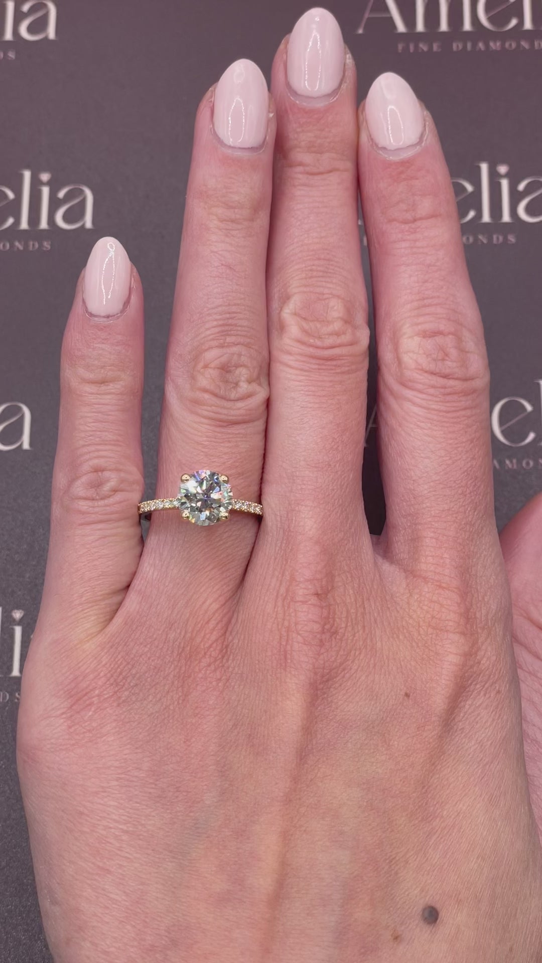 Yellow Gold 2ct Brilliant Cut Diamond Pave Solitaire Ring